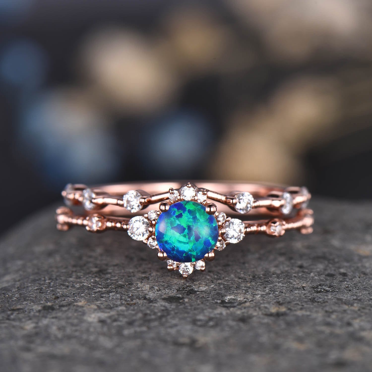Aquamarine Ocean Diamond Ring in 14K and 18K Gold – Tippy Taste Jewelry